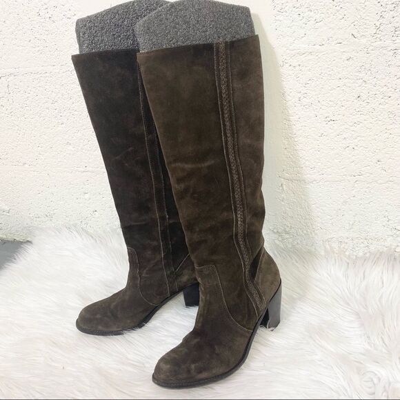 Michael Kors brown suede leather block heel over the knee western riding boots 8 - Picture 1 of 9